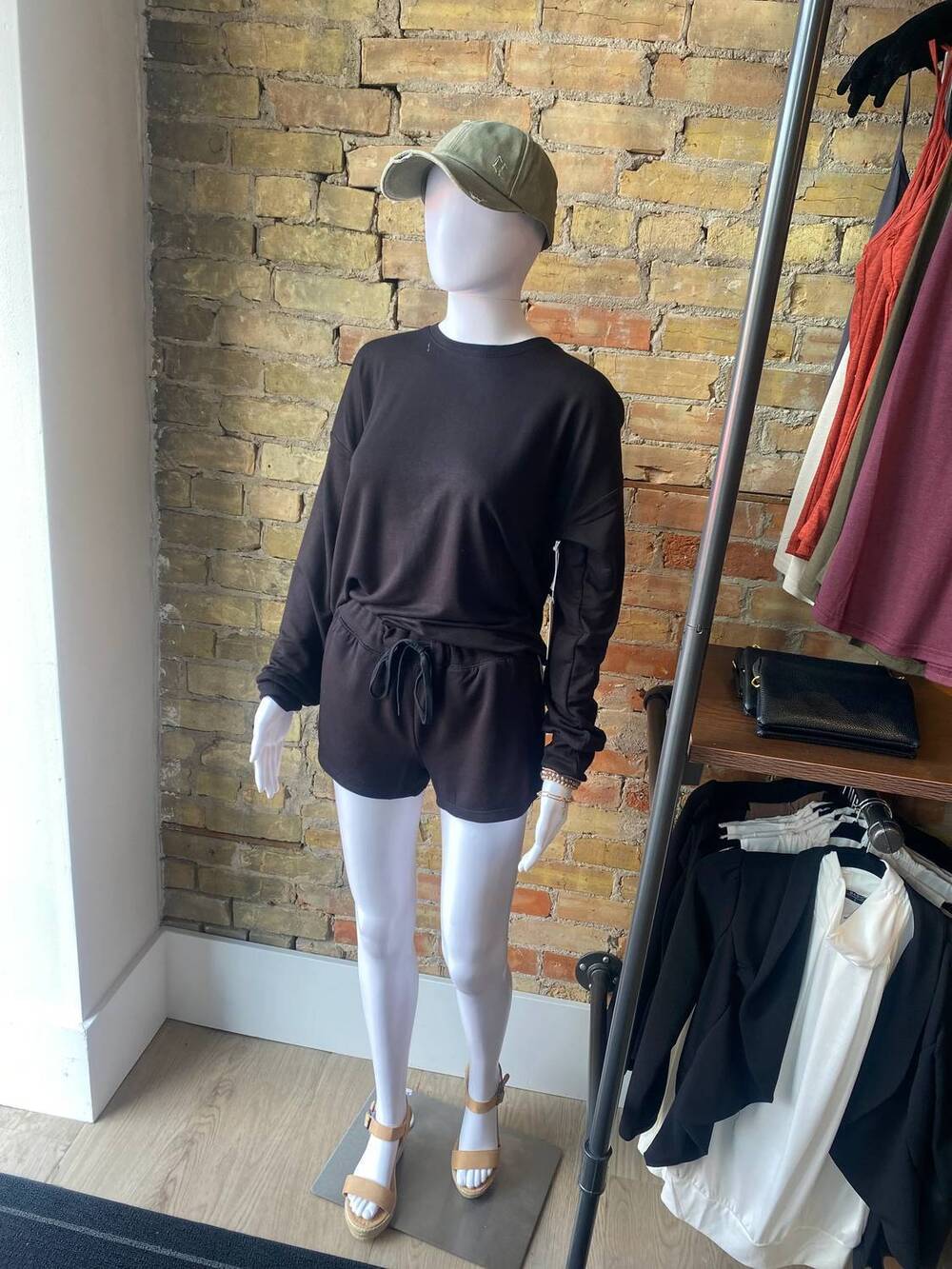 NEW PJ SALVAGE women's long sleeve pullover top in black